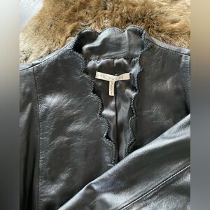 Black leather crop jacket excellent condition